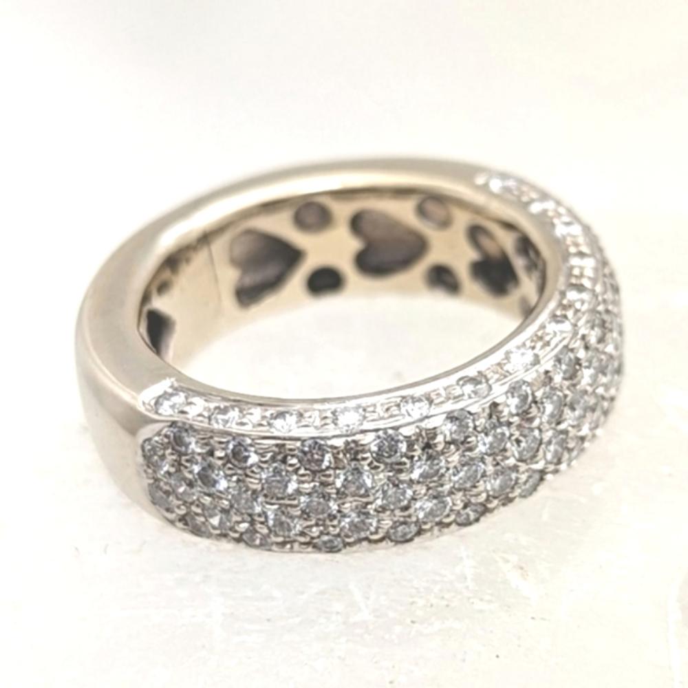 Gorgeous Diamond 5 Row 18K White Gold Wide Ring